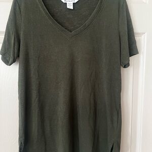 Athleta Olive Green V-Neck T-Shirt